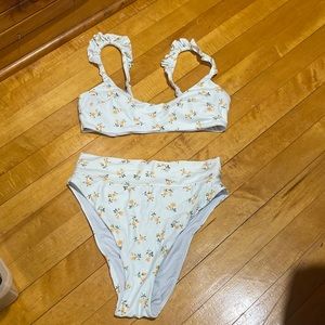 White and floral aerie swim